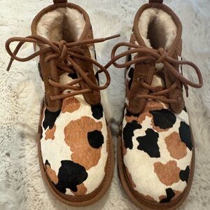UGG Cow Print Ankle Boots - Brown and Black